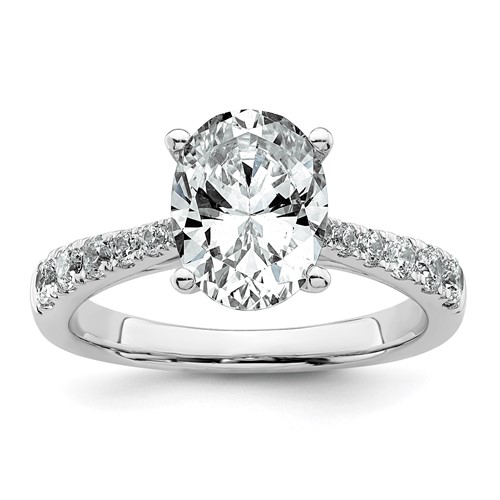 14K White Gold 2.50 Carat Certified Lab Grown Diamond VS+ F+ Oval Complete Engagement Ring