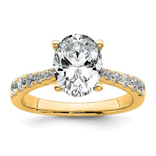 14k 2 1/2 carat Certified Lab Grown Diamond VS+ F+ Oval Complete Engagement Ring