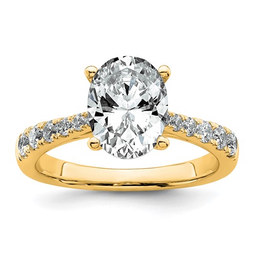 14K Yellow Gold 2.50 Carat Certified Lab Grown Diamond VS+ F+ Oval Complete Engagement Ring