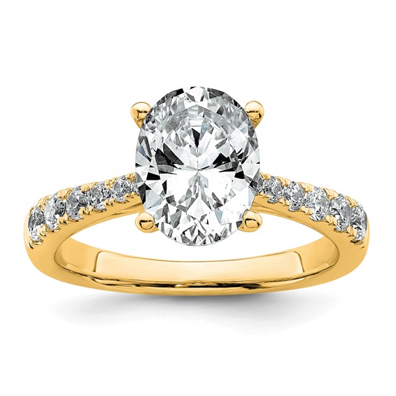 14k 2 1/2 carat Certified Lab Grown Diamond VS+ F+ Oval Complete Engagement Ring
