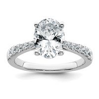 14K White Gold 3 Carat Certified Lab Grown Diamond VS+ F+ Oval Complete Engagement Ring view 1