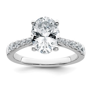 14k White Gold 3 carat Certified Lab Grown Diamond VS+ F+ Oval Complete Engagement Ring