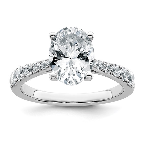 14k White Gold 3 carat Certified Lab Grown Diamond VS+ F+ Oval Complete Engagement Ring