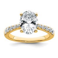 14K Yellow Gold 3 Carat Certified Lab Grown Diamond VS+ F+ Oval Complete Engagement Ring view 1