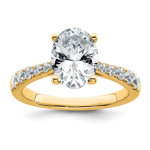 14K Yellow Gold 3 Carat Certified Lab Grown Diamond VS+ F+ Oval Complete Engagement Ring