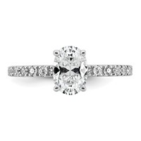 14K White Gold 1.33 Carat Lab Grown Diamond VS+ F+ Oval Complete Shared Prong Engagement Ring view 4