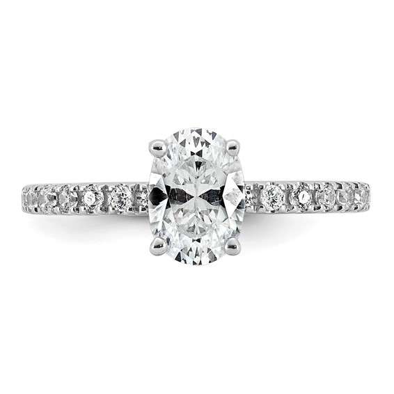 14k White Gold 1 1/3 carat Lab Grown Diamond VS+ F+ Oval Complete Shared Prong Engagement Ring