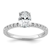 14K White Gold 1.33 Carat Lab Grown Diamond VS+ F+ Oval Complete Shared Prong Engagement Ring view 1