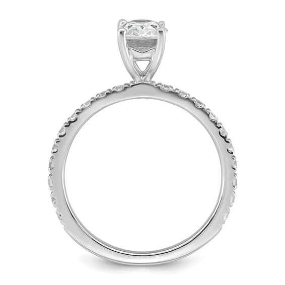 14k White Gold 1 1/3 carat Certified Lab Grown Diamond VS+ F+ Oval Complete Shared Prong Engagement Ring