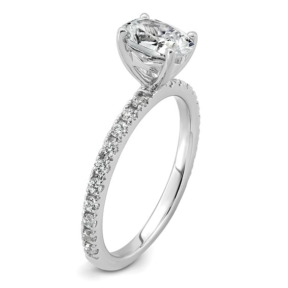 14k White Gold 1 1/3 carat Certified Lab Grown Diamond VS+ F+ Oval Complete Shared Prong Engagement Ring