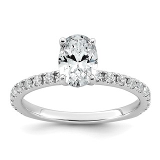 14k White Gold 1 1/3 carat Certified Lab Grown Diamond VS+ F+ Oval Complete Shared Prong Engagement Ring