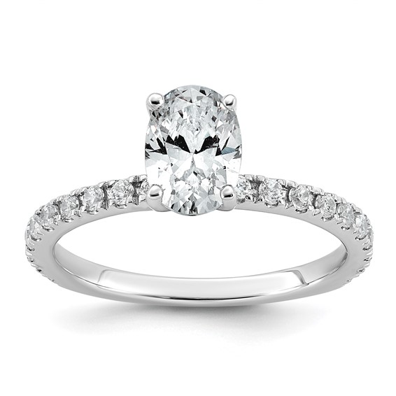 14k White Gold 1 1/3 carat Certified Lab Grown Diamond VS+ F+ Oval Complete Shared Prong Engagement Ring