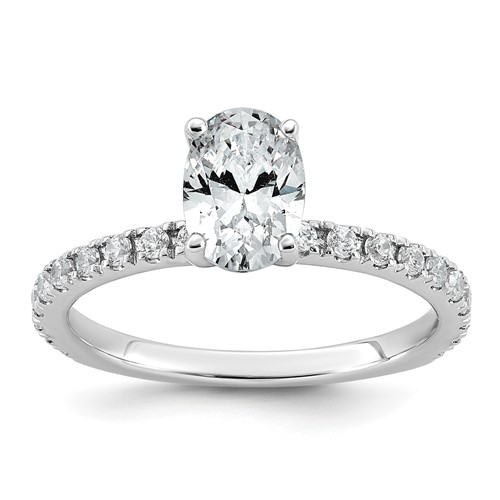 14K White Gold 1.33 Carat Certified Lab Grown Diamond VS+ F+ Oval Complete Shared Prong Engagement Ring