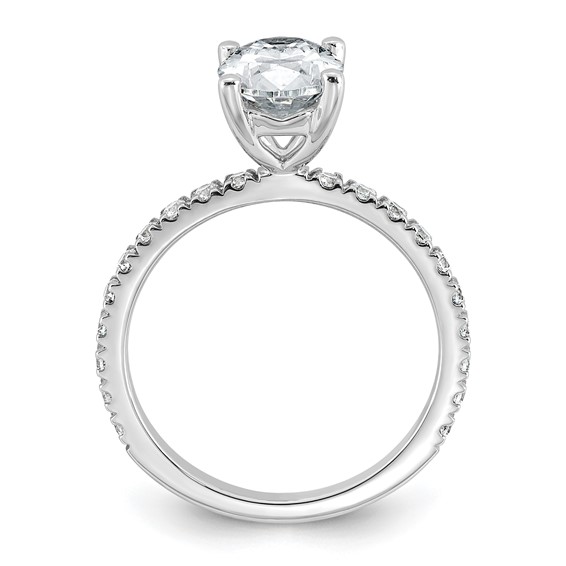 14k White Gold 2 1/3 carat Lab Grown Diamond VS+ F+ Oval Complete Shared Prong Engagement Ring