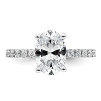 14K White Gold 2.33 Carat Lab Grown Diamond VS+ F+ Oval Complete Shared Prong Engagement Ring view 4