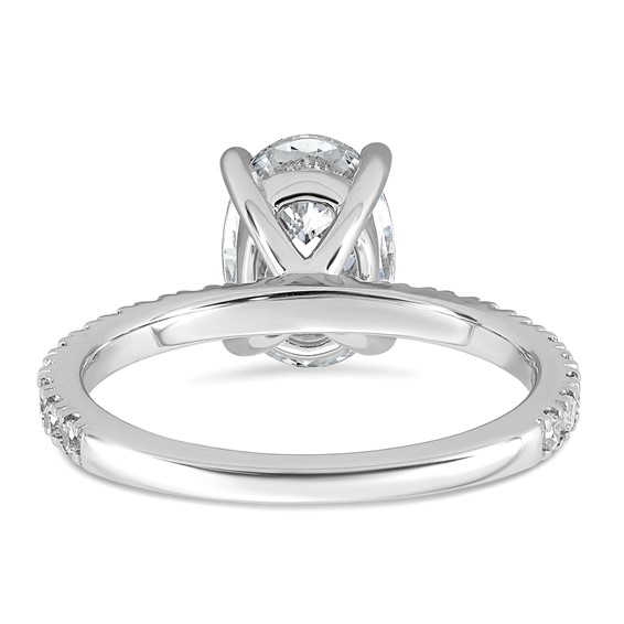 14k White Gold 2 1/3 carat Lab Grown Diamond VS+ F+ Oval Complete Shared Prong Engagement Ring