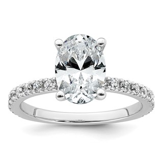 14k White Gold 2 1/3 carat Lab Grown Diamond VS+ F+ Oval Complete Shared Prong Engagement Ring