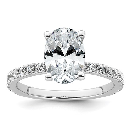 14K White Gold 2.33 Carat Lab Grown Diamond VS+ F+ Oval Complete Shared Prong Engagement Ring