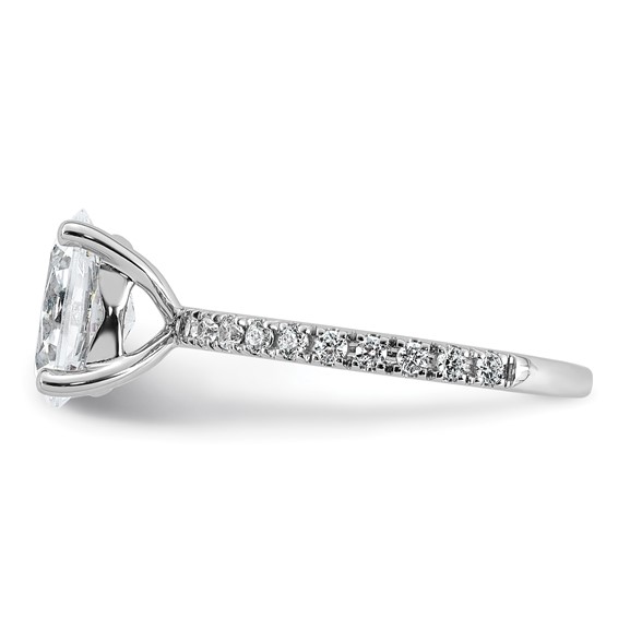 14k White Gold 2 1/3 carat Certified Lab Grown Diamond VS+ F+ Oval Complete Shared Prong Engagement Ring