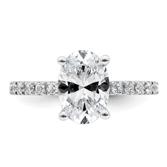 14k White Gold 2 1/3 carat Certified Lab Grown Diamond VS+ F+ Oval Complete Shared Prong Engagement Ring