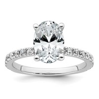 14K White Gold 2.33 Carat Certified Lab Grown Diamond VS+ F+ Oval Complete Shared Prong Engagement Ring view 1