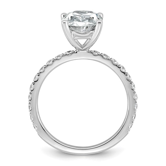 14k White Gold 3 3/8 carat Lab Grown Diamond VS+ F+ Oval Complete Shared Prong Engagement Ring