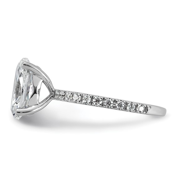 14k White Gold 3 3/8 carat Lab Grown Diamond VS+ F+ Oval Complete Shared Prong Engagement Ring