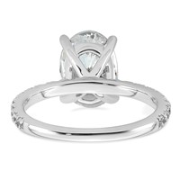 14K White Gold 3.38 Carat Lab Grown Diamond VS+ F+ Oval Complete Shared Prong Engagement Ring view 5