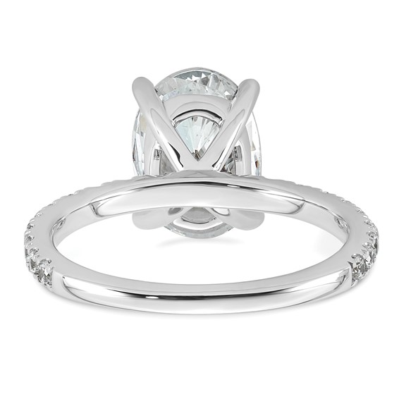 14k White Gold 3 3/8 carat Lab Grown Diamond VS+ F+ Oval Complete Shared Prong Engagement Ring