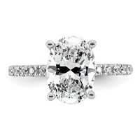 14K White Gold 3.38 Carat Certified Lab Grown Diamond VS+ F+ Oval Complete Shared Prong Engagement Ring view 4