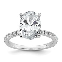 14K White Gold 3.38 Carat Certified Lab Grown Diamond VS+ F+ Oval Complete Shared Prong Engagement Ring view 1