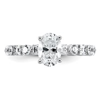 14K White Gold 2.50 Carat Lab Grown Diamond VS+ F+ Oval Complete Engagement Ring view 4
