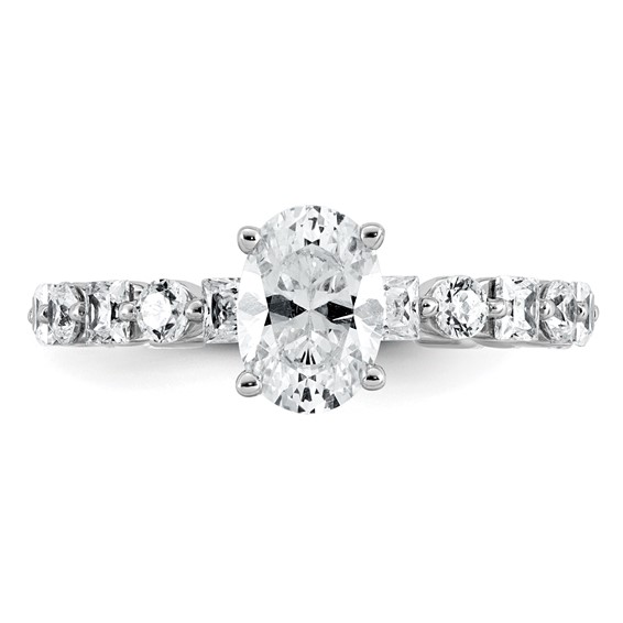 14k White Gold 2 1/2 carat Lab Grown Diamond VS+ F+ Oval Complete Engagement Ring