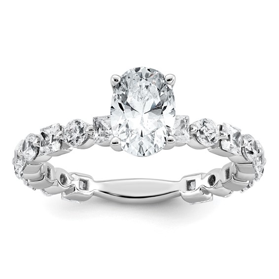 14k White Gold 2 1/2 carat Lab Grown Diamond VS+ F+ Oval Complete Engagement Ring
