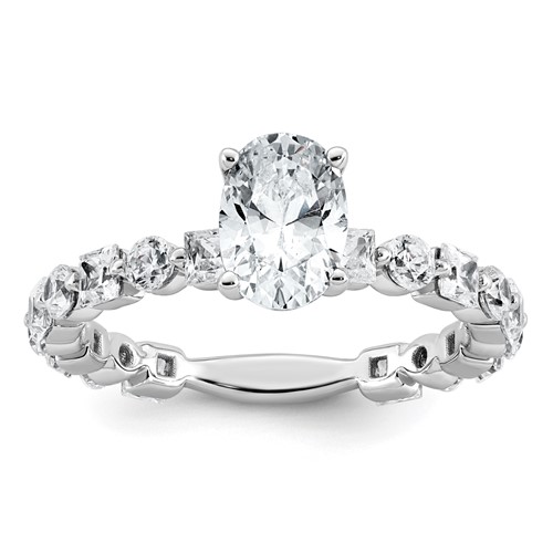 14K White Gold 2.50 Carat Lab Grown Diamond VS+ F+ Oval Complete Engagement Ring
