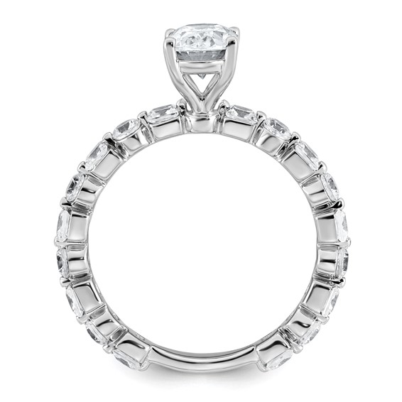 14k White Gold 2 1/2 carat Certified Lab Grown Diamond VS+ F+ Oval Complete Engagement Ring
