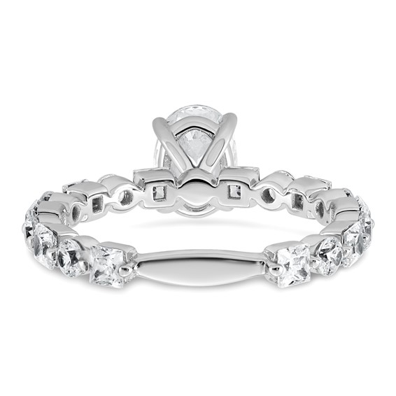 14k White Gold 2 1/2 carat Certified Lab Grown Diamond VS+ F+ Oval Complete Engagement Ring