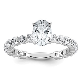 14k White Gold 2 1/2 carat Certified Lab Grown Diamond VS+ F+ Oval Complete Engagement Ring