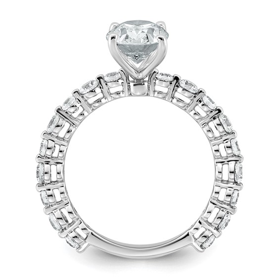 14k White Gold 2 1/3 carat Lab Grown Diamond VS+ F+ Oval Complete Shared Prong Engagement Ring