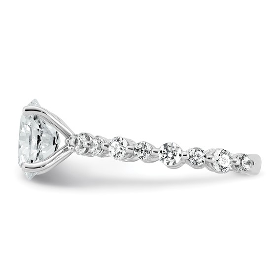 14k White Gold 2 1/3 carat Lab Grown Diamond VS+ F+ Oval Complete Shared Prong Engagement Ring