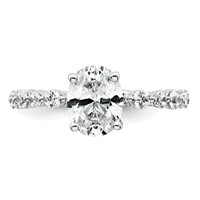 14K White Gold 2.33 Carat Lab Grown Diamond VS+ F+ Oval Complete Shared Prong Engagement Ring view 4
