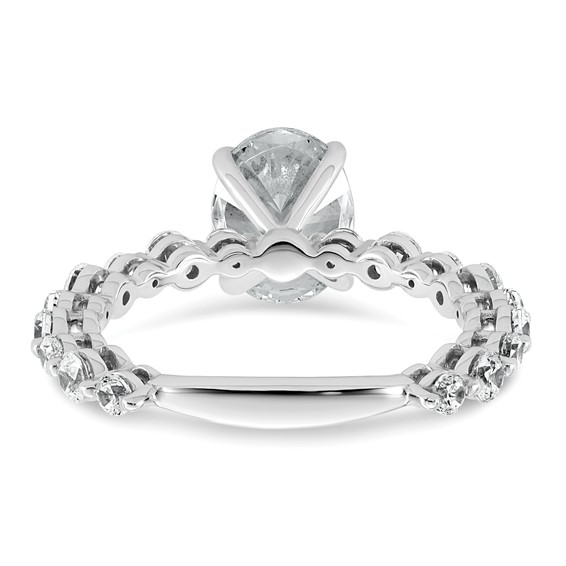 14k White Gold 2 1/3 carat Lab Grown Diamond VS+ F+ Oval Complete Shared Prong Engagement Ring