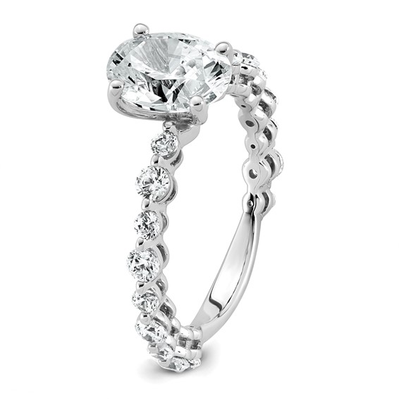 14k White Gold 2 1/3 carat Lab Grown Diamond VS+ F+ Oval Complete Shared Prong Engagement Ring