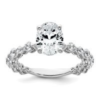 14K White Gold 2.33 Carat Lab Grown Diamond VS+ F+ Oval Complete Shared Prong Engagement Ring view 1