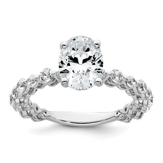 14k White Gold 2 1/3 carat Lab Grown Diamond VS+ F+ Oval Complete Shared Prong Engagement Ring