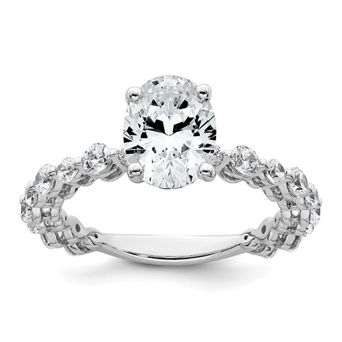 14K White Gold 2.33 Carat Lab Grown Diamond VS+ F+ Oval Complete Shared Prong Engagement Ring