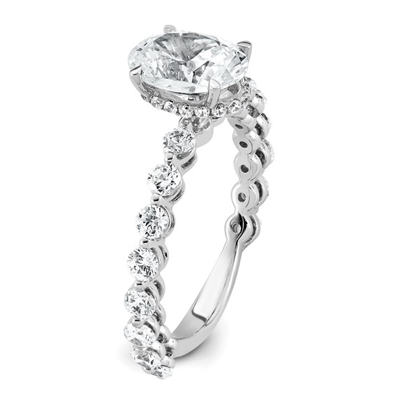 14k WG Lab Grown Dia VS+ F+ Shared Prong Oval Semi-mount Eng Ring