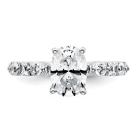 14K White Gold 3 Carat Lab Grown Diamond VS+ F+ Oval Complete Engagement Ring view 4