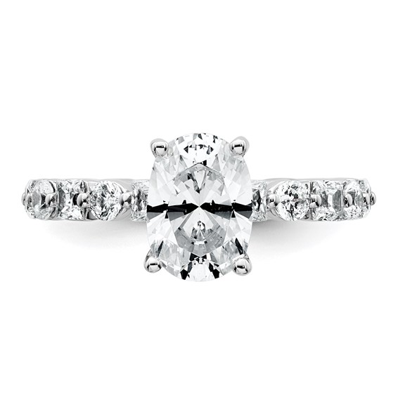 14k White Gold 3 carat Lab Grown Diamond VS+ F+ Oval Complete Engagement Ring