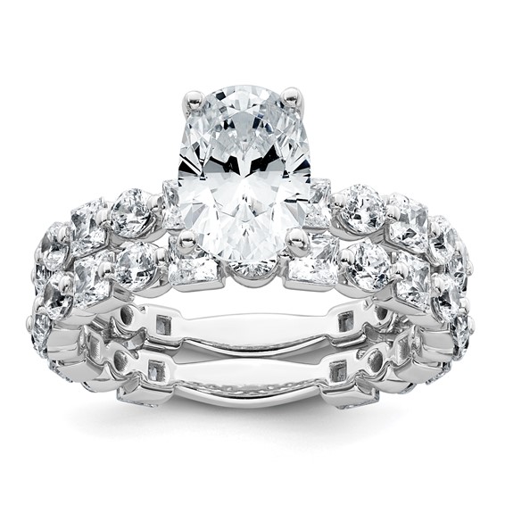 14k White Gold 3 carat Lab Grown Diamond VS+ F+ Oval Complete Engagement Ring